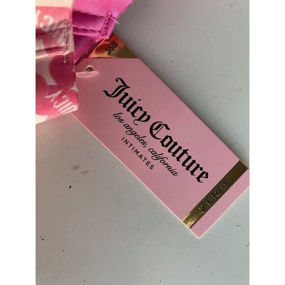 2 Pack Juicy Couture Bra Sz 36B SEXY Push Up JC7888 Hearts Valentines Pink NEW - Picture 2 of 10